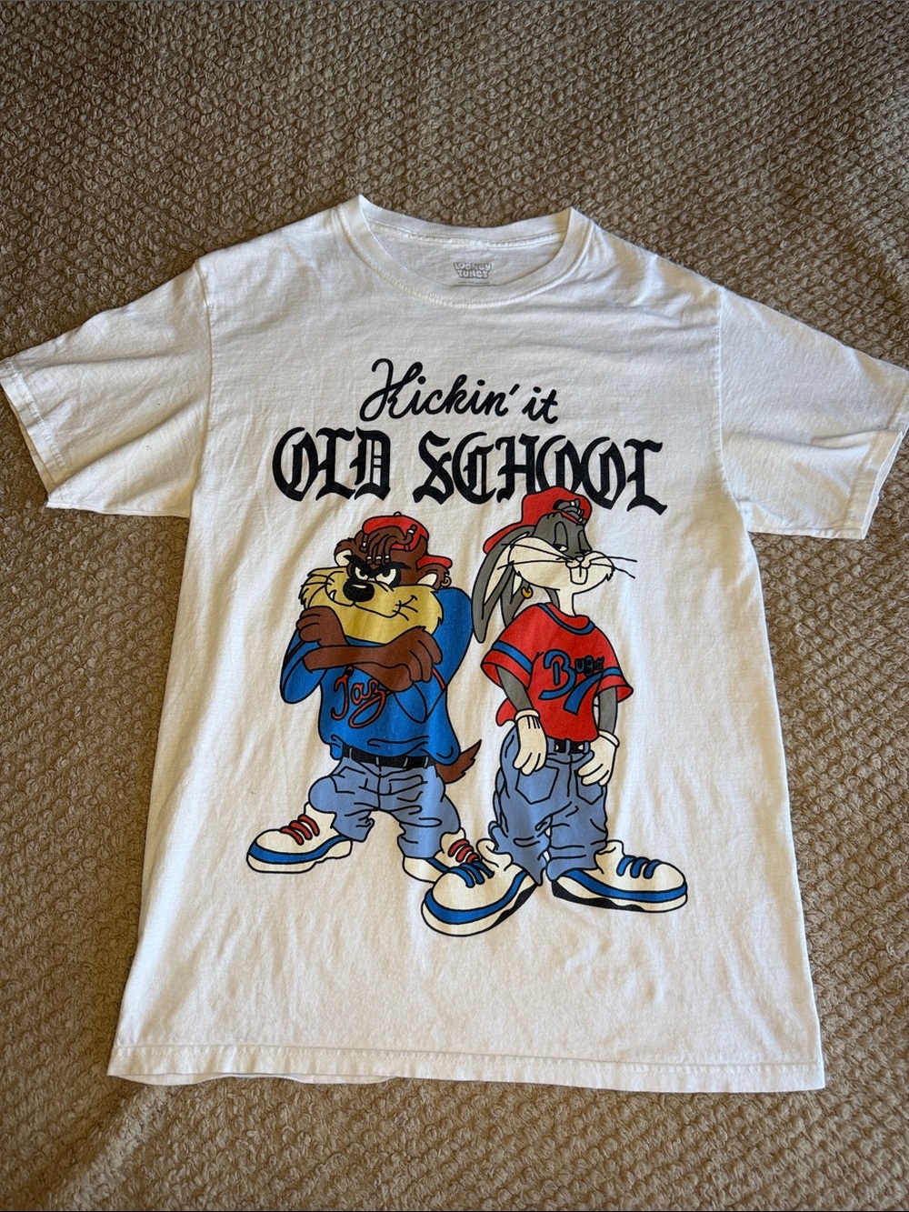Kids' White 'Kickin' It Old School' Graphic Tee featuring Taz & Bugs